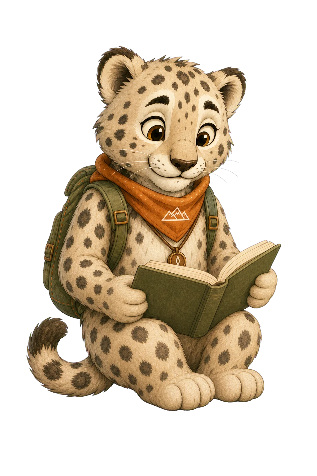 Söz snow leopard reading a Kyrgyz book