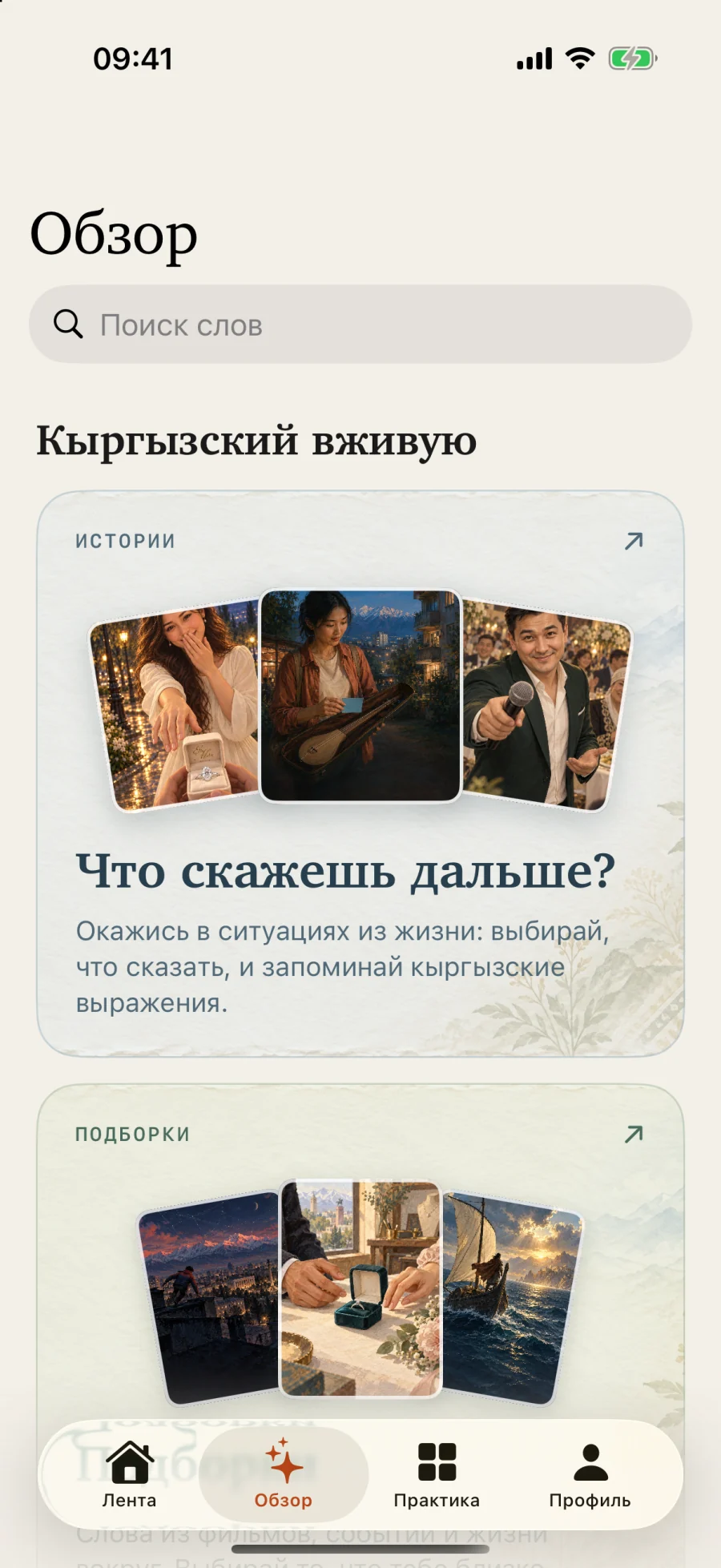 Экран «Обзор» в Söz.
